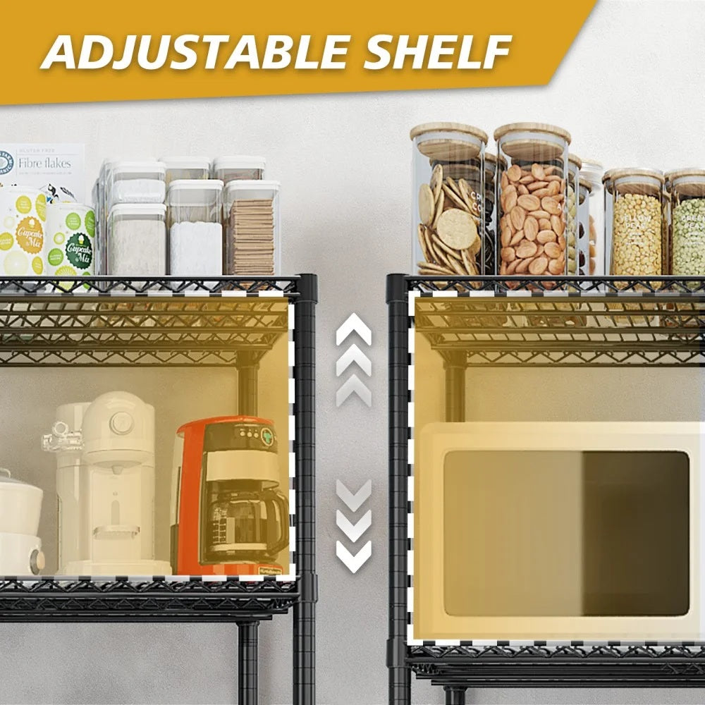IVV 4-Tier Wire Shelving Unit on Wheels, Rolling Metal Storage Utility Rack, 2500LBS Capacity, Height Adjustable for Restaurant Garage Pantry Kitchen, 55.12"L x 23.62"W x 75.59"H, Black