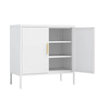 Metal 3 Tier Storage Cabinet, Storage Cabinet with 2 Doors and 2 Adjustable Shelves, Steel Lockable Garage Storage Cabinet Metal File Cabinet for Home, Office, School, Gym, White