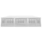 10'x30' White Outdoor Party Tent Gazebo - Waterproof PE Canopy with 8 Removable Sidewalls & Windows, Heavy Duty Iron Frame for Weddings, Events, Patios & Backyards