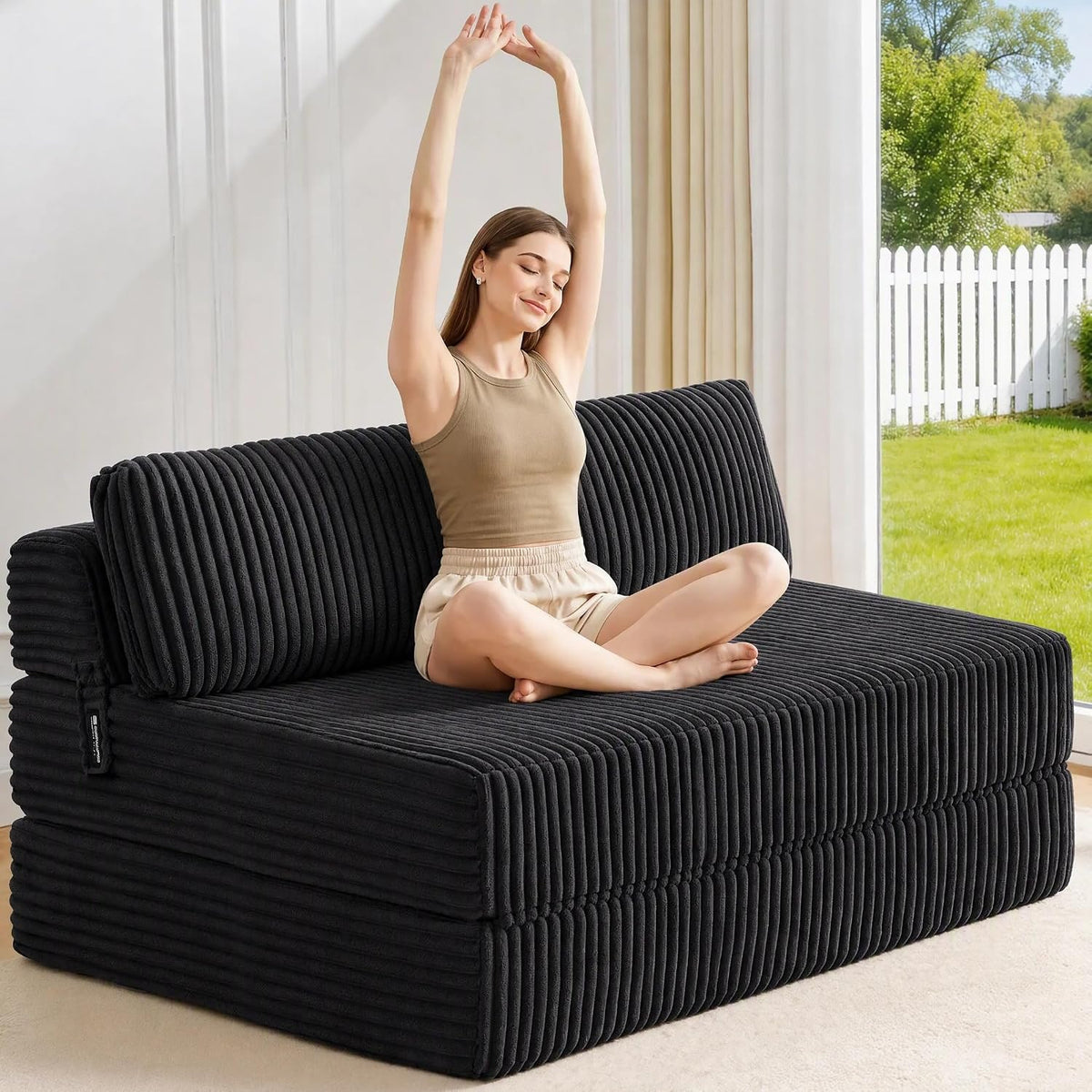 Folding Sofa Bed Convertible 4 in 1 Sleeper Chair Gray Single