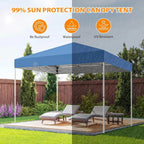 Puppys 10 X 10ft Pop Up Canopy Tent Easy Set up Outdoor Instant Straight Legs Portable Gazebo Shelter with Wheeled Bag for Camp Beach Patio and Garden (Blue)