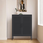 Metal 3 Tier Storage Cabinet, Storage Cabinet with 2 Doors and 2 Adjustable Shelves, Steel Lockable Garage Storage Cabinet Metal File Cabinet for Home, Office, School, Gym, White