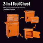 5-Drawer Rolling Tool Chest, 2 in 1 Detachable Tool Box with Lockable Wheels, Adjustable Shelf, and Liner for Garage and Workshop Storage (Yellow)