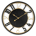 24 Inch Round Wooden Wall Clock, Modern Analog Clock with Numeral Design, Battery Operated