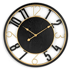 24 Inch Round Wooden Wall Clock, Modern Analog Clock with Numeral Design, Battery Operated