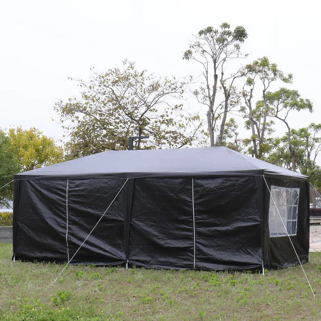 Fithood 10'x20' Outdoor Party Tent with 6 Removable Sidewalls, Waterproof Canopy Patio Wedding Gazebo, Black