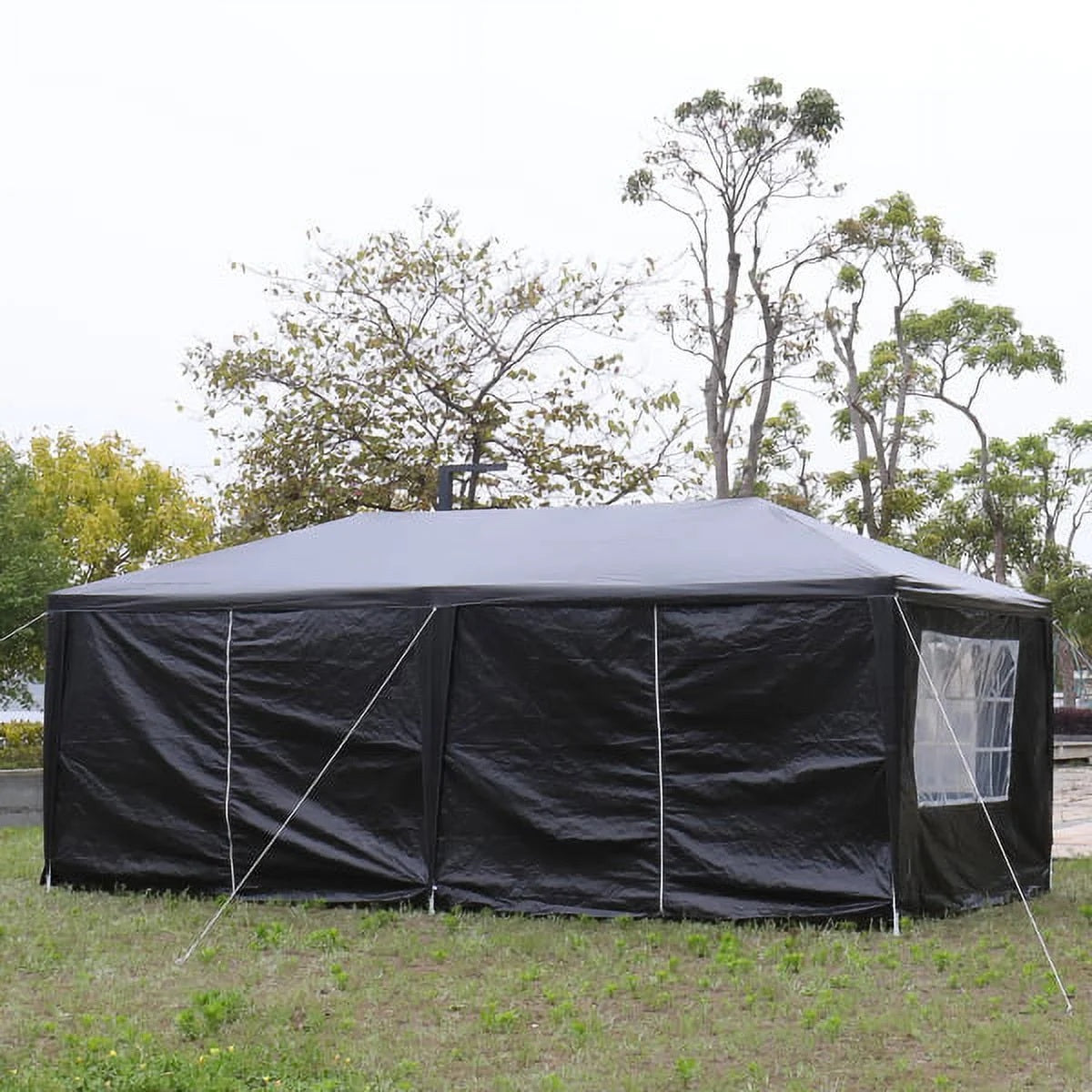 Fithood 10'x20' Outdoor Party Tent with 6 Removable Sidewalls, Waterproof Canopy Patio Wedding Gazebo, Black
