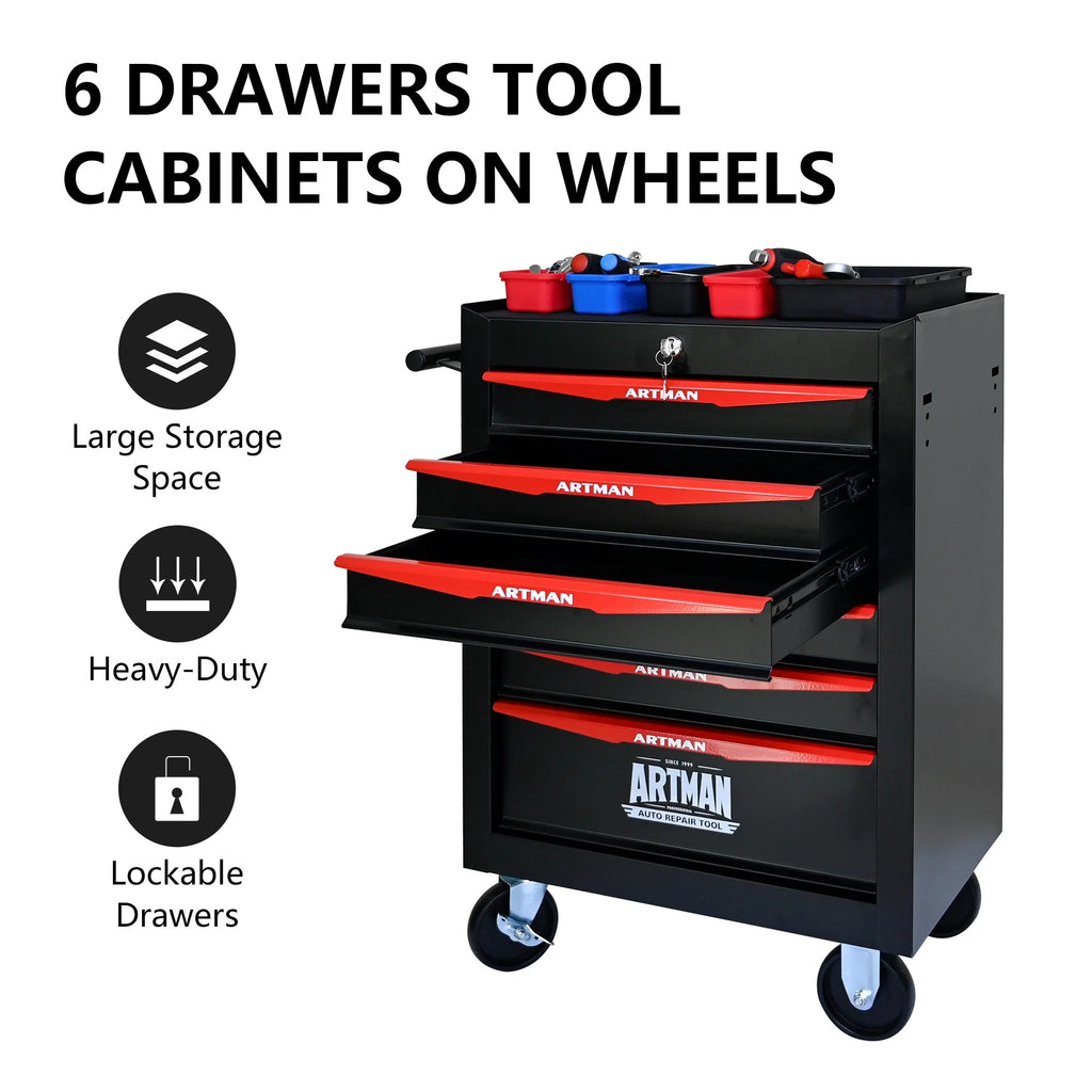 ARTMAN  20" 5-Drawer Rolling Metal Tool Chest Cabinet,Steel Tool Storage Box Organizer for Garage Workshop Warehouse