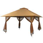 Gymax Outdoor Patio 13' x13' Pop Up Canopy Tent UV50+ Adjust Sun Protection w/ Mesh Sidewall Khaki