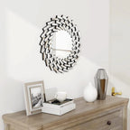 Round Sunburst Wall Mirror, Decorative Accent Mirror for Living Room, Bedroom and Entryway Home Decor