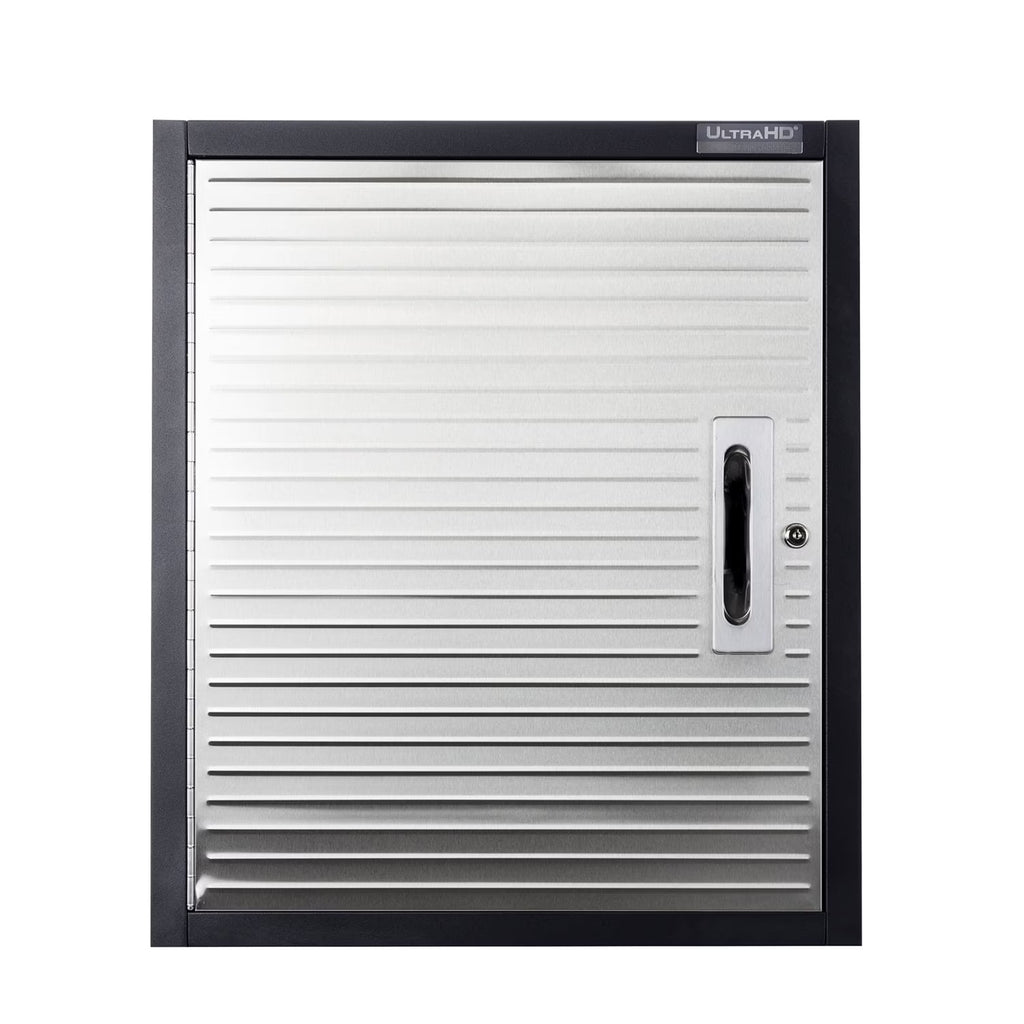 Seville Classics UltraHD? Solid Steel Lockable Metal Storage Wall Cabinet Organizer, w/ Adjustable Shelf, 24" W x 12" D x 28" H, Graphite
