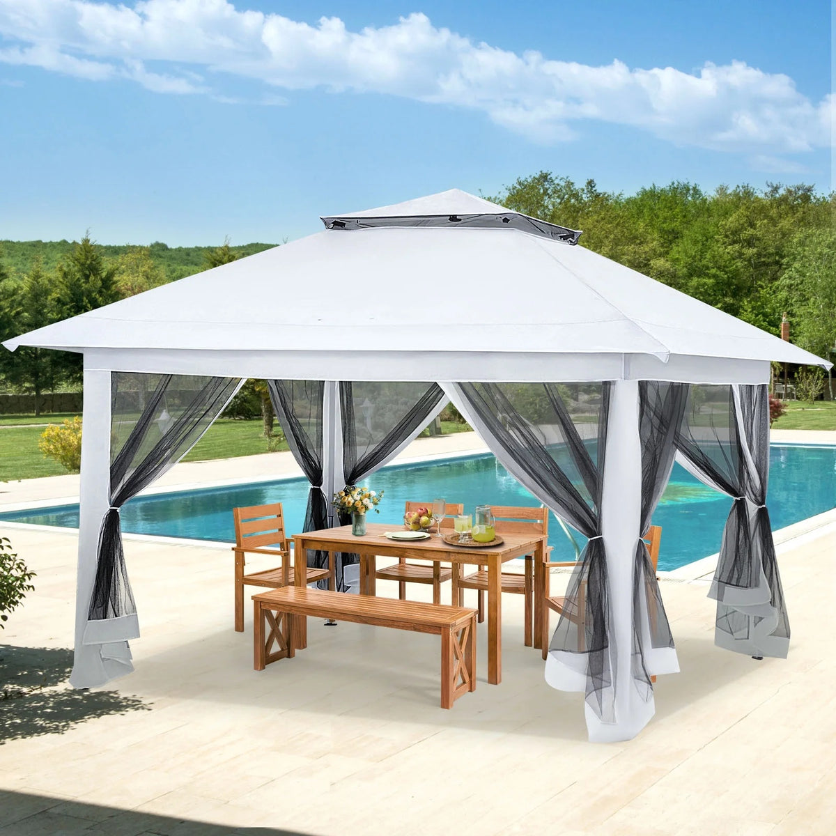 AVAWING 12x12 ft Outdoor Pop-up Canopy Party Tent Easy Setup Patio Wedding Tent, Khaki