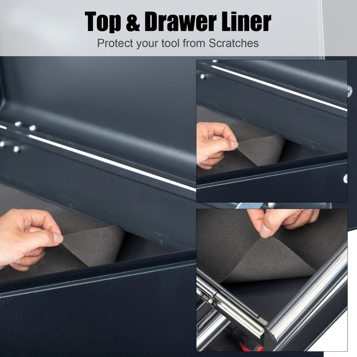 Ktaxon Tool Box, Portable 5 Drawer Steel Toolbox with Top Storage Tray & Carrying Handle, for Garage Trunk Household, Black