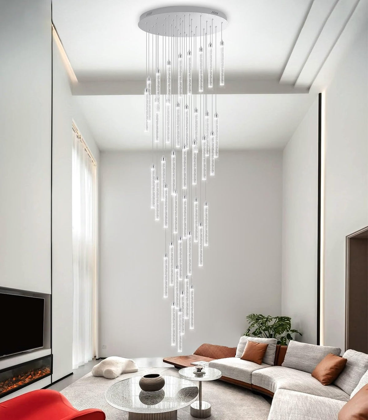 Modern Crystal Pendants Lighting Mini Chandelier for Kitchen Island LED Dimmable Ceiling Handing Lighting Adjustable Flush Mount Ceiling Light for Dining Room Hallway