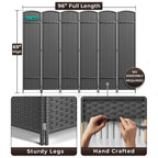 6 Panel Room Divider, 6ft Tall Extra Wide Folding Privacy Screen with Hand-Woven Mesh Panels