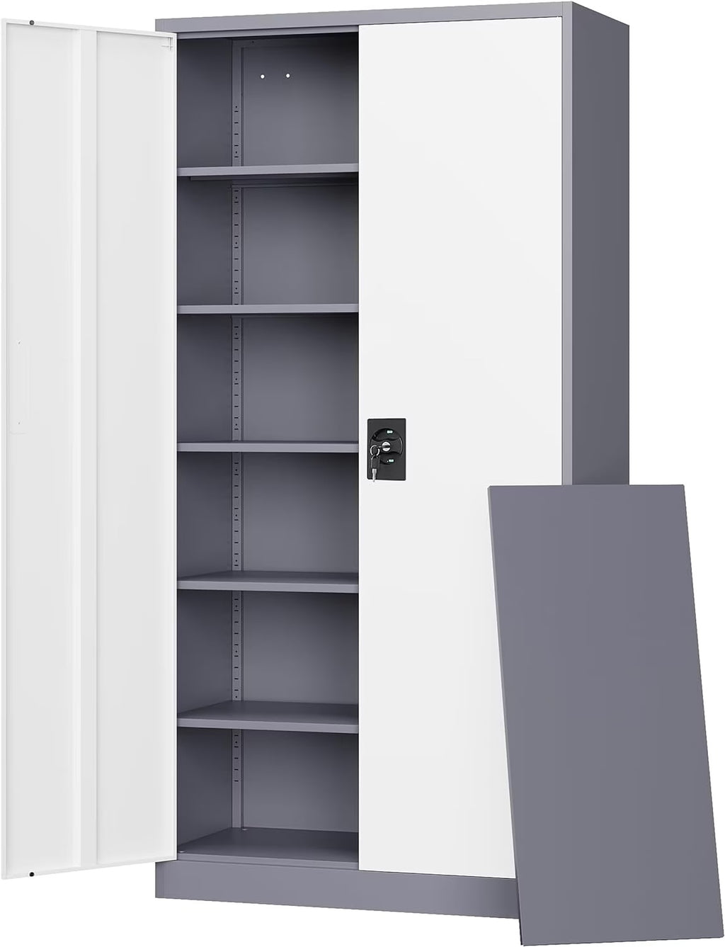 Letaya Metal Garage Storage Cabinets with Lock Door and Adjustable Shelves, Steel Tool Cabinets for Home,Office,Warehouse Organisieren (Gery White, 71" H)