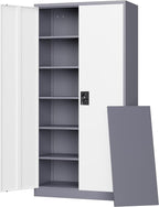 Letaya Metal Garage Storage Cabinets with Lock Door and Adjustable Shelves, Steel Tool Cabinets for Home,Office,Warehouse Organisieren (Gery White, 71" H)