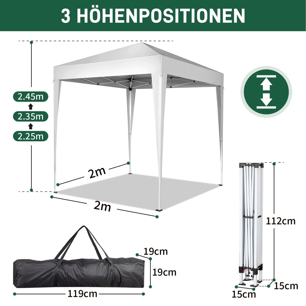 6.5x6.5ft Pop Up Canopy Tent - Instant White Gazebo w/ 4 Sidewalls, UPF 50+ & Carry Bag, 42 sq ft Shade for Camping/Patio (200x200cm)