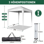 6.5x6.5ft Pop Up Canopy Tent - Instant White Gazebo w/ 4 Sidewalls, UPF 50+ & Carry Bag, 42 sq ft Shade for Camping/Patio (200x200cm)