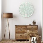 Green Blue Quartz Coastal Wall Clock, Decorative Nautical Wall Clock for Living Room, Bedroom and Home Decor