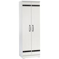 Pemberly Row Farmhouse Engineered Wood 2-Door Narrow Storage Cabinet in Salt Oak
