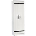 Pemberly Row Farmhouse Engineered Wood 2-Door Narrow Storage Cabinet in Salt Oak