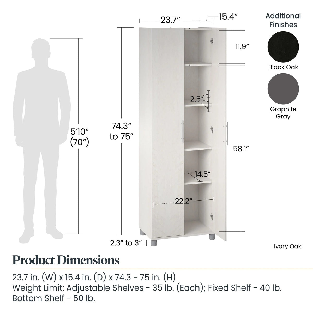 Camberly 24" Utility Storage Cabinet, Ivory Oak