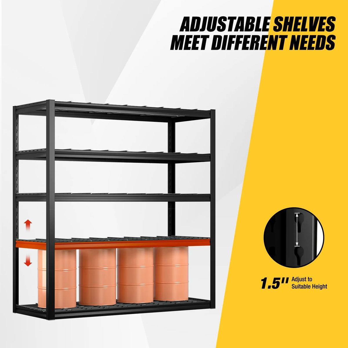 Alvantor 5-Tier Heavy Duty Storage Shelves Unit, 3000LBS Capacity Metal Shelving Rack,Black