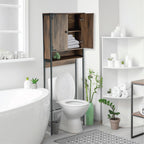 Landia Home over the Toilet Storage Cabinet, 3 Shelves, Brown Wood Finish