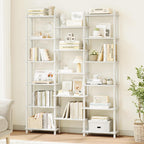 Wooden Triple Wide Bookshelf, 5-Tier Large Open Bookcase, White