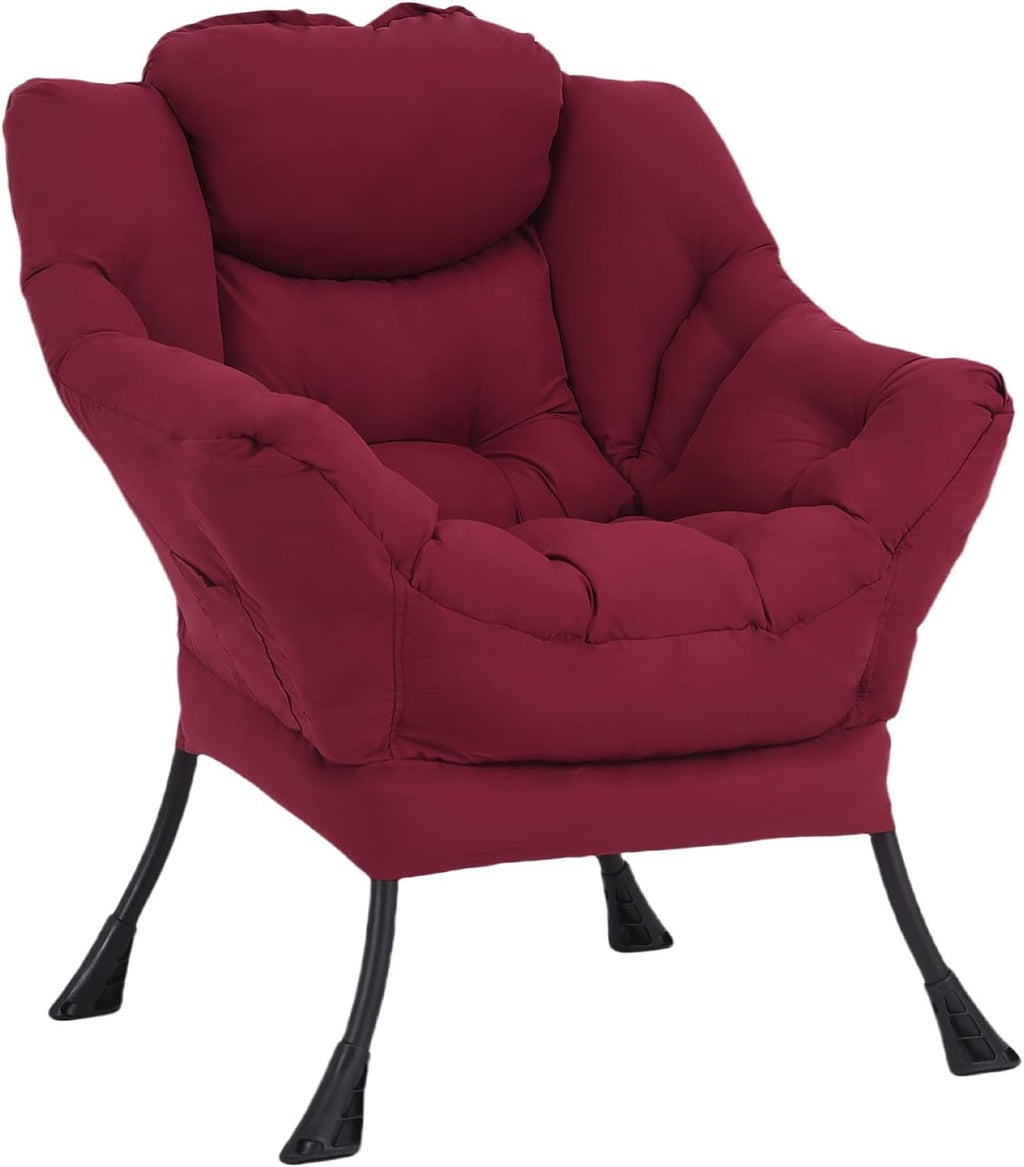 Lazy Chair with Ottoman, Reading Chair with Footrest, Dark Grey