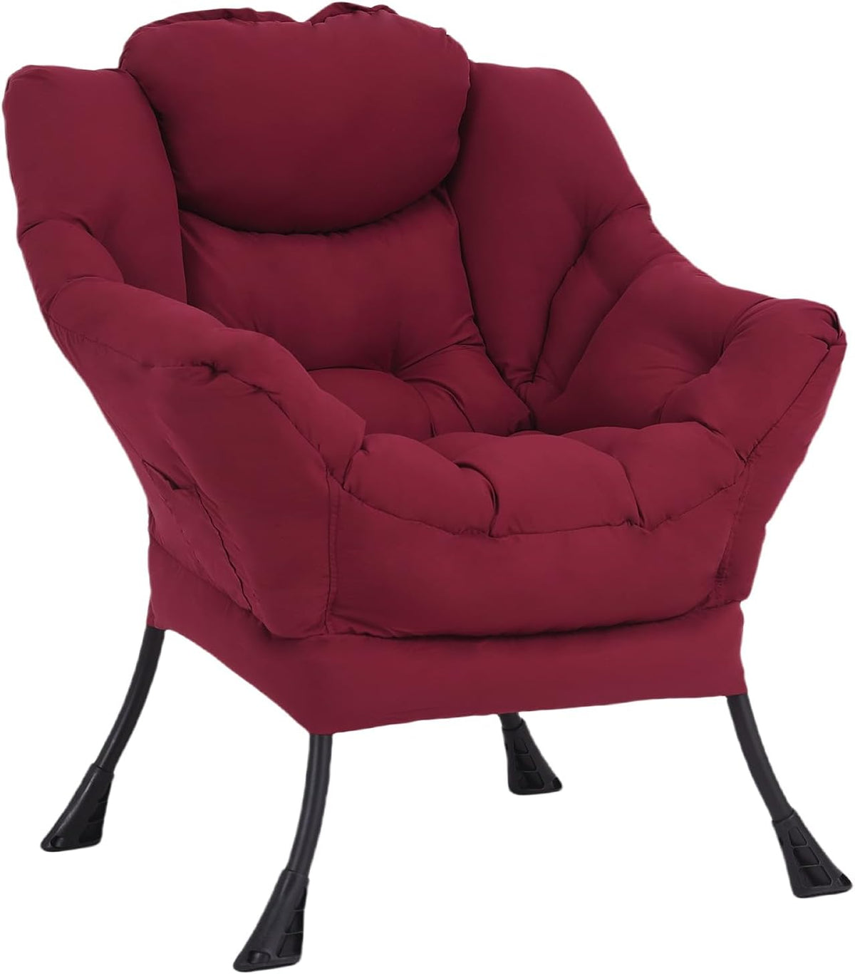 Lazy Chair with Ottoman, Reading Chair with Footrest, Dark Grey