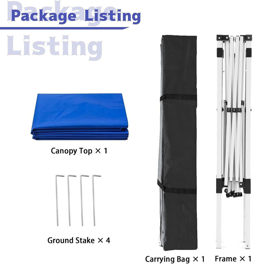 Canopy Tent, 10X10 FT Pop Up Canopy Outdoor Instant Tent Slant Legs with Carrying Bag, Portable Gazebo Shelter for Patio Deck Garden and Beach - 8X8 FT Canopy Cover (Dark Blue)