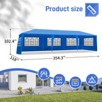 SONGMY Party Tent, Tents for Parties, Outdoor Gazebo Wedding Patio Camping Carport Canopy Shade Canopy Tent with Removable Sidewalls, Outside Event for Garden, Backyard (10'x30' Eight Sides Blue)