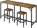 70.9" Bar Table and Chairs Set, Dining Table and Chair Sets, 3 Piece Counter Height Table and 2 Stools, Kitchen Table for Home, Restaurant, Bar, Black
