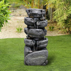 chrismas clearnace-?Stacked Rock Fountain with LED Lights - Outdoor Water Fountains Cascading Floor Water Feature Art Decor for Garden,Pation, Deck, Porch