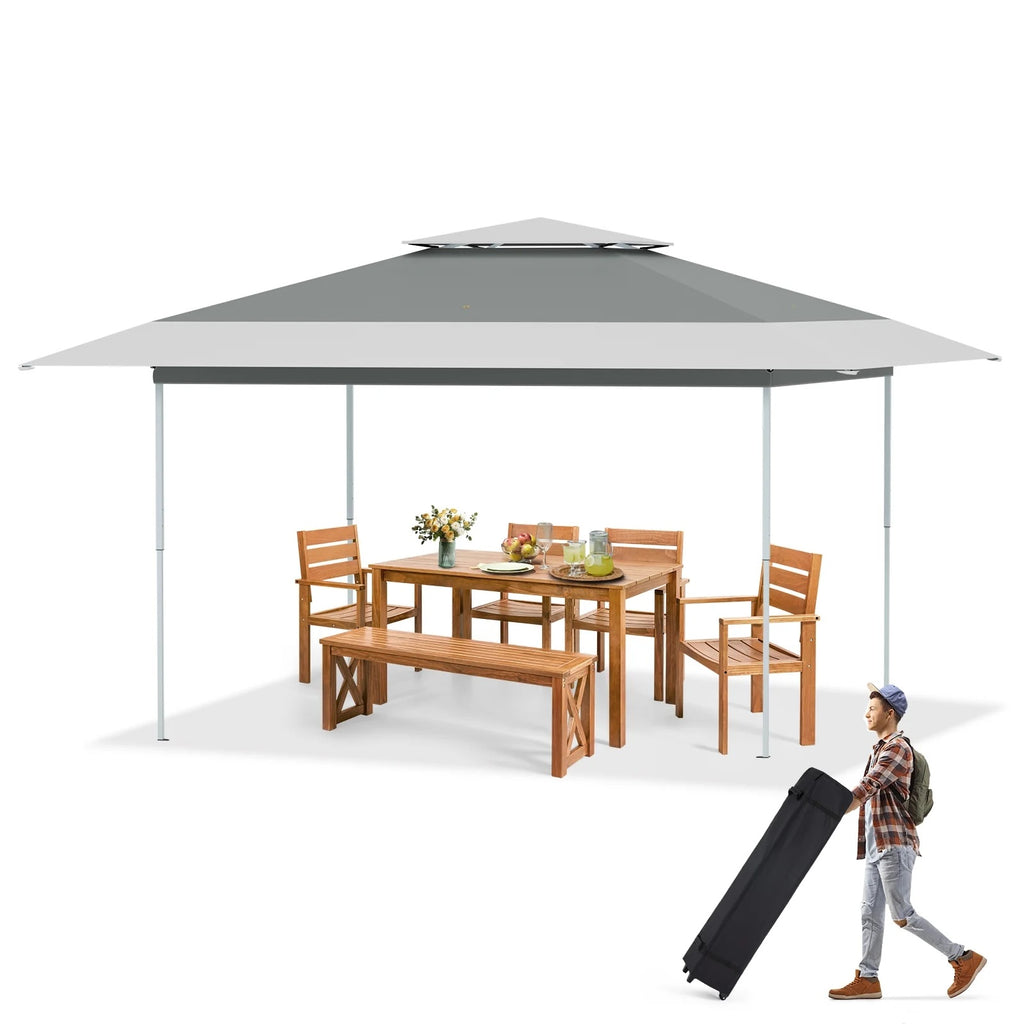 AVAWING 12x12 ft Outdoor Pop-up Canopy Party Tent Easy Setup Patio Wedding Tent, Khaki