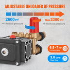 KFFKFF Pressure Cleaning Pump, Triplex Plunger with 3/4" Shaft, 3700 PSI, 2.5 GPM, Substitute Power Cleaning Pumps Set, Component Cleaning Pump, Fits Simpson MorFlex Models 40224, 40225, 40226