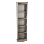 Tall Narrow Wood Bookcase, Slim Freestanding Bookshelf for Small Spaces, Home Office and Living Room