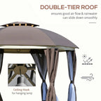 Topcobe 12' x 12' Round Outdoor Canopy Tent, Patio Dome Canopy Tent Canopy Shelter with Double Roof, Curtains, Zippered Doors, Strong Steel Frame, Outdoor Canopy, Shade Canopy, Patio Canopy, Brown