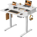 35" Small Electric Standing Desk with Monitor Stand & Drawer Stand Desk