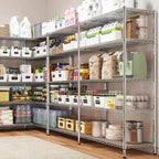 Legooin 72"H Extra-wide Metal Shelves 60"W Storage Rack for Pantry Office Garage Capacity 1500LBS Adjustable Corner Shelving Unit, Black