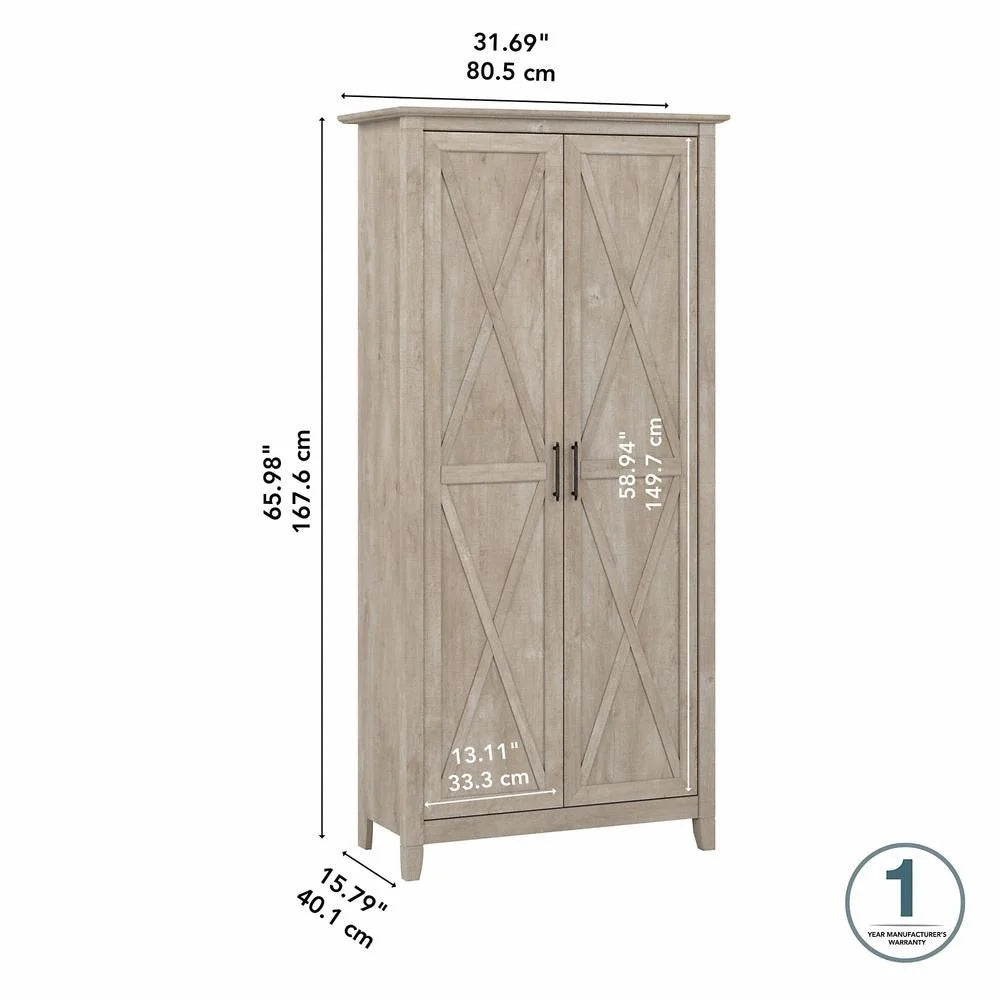 Key West Tall Storage Cabinet with Doors in Bing Cherry - Engineered Wood