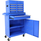 DUOSONG 5-Drawer Rolling Tool Chest, High Capacity Tool Storage Cabinet W/Lockable Wheels, Adjustable Shelf & Anti-Slip Liner, Detachable Tool Box Organizer, Rolling Tool Cabinet Blue Steel Tools &