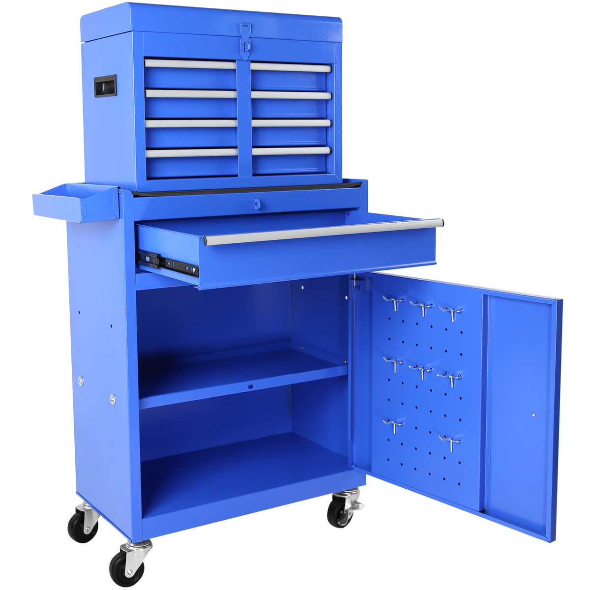 DUOSONG 5-Drawer Rolling Tool Chest, High Capacity Tool Storage Cabinet W/Lockable Wheels, Adjustable Shelf & Anti-Slip Liner, Detachable Tool Box Organizer, Rolling Tool Cabinet Blue Steel Tools &