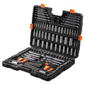 KFFKFF Mechanics Tool Set and Socket Set, 1/4" and 3/8" Drive Deep & Standard Sockets, 205 Piece SAE and Metric Mechanic Tool Kit with Bits, Combination Wrench, Hex Wrenches, Accessories