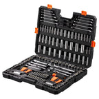 KFFKFF Mechanics Tool Set and Socket Set, 1/4" and 3/8" Drive Deep & Standard Sockets, 205 Piece SAE and Metric Mechanic Tool Kit with Bits, Combination Wrench, Hex Wrenches, Accessories