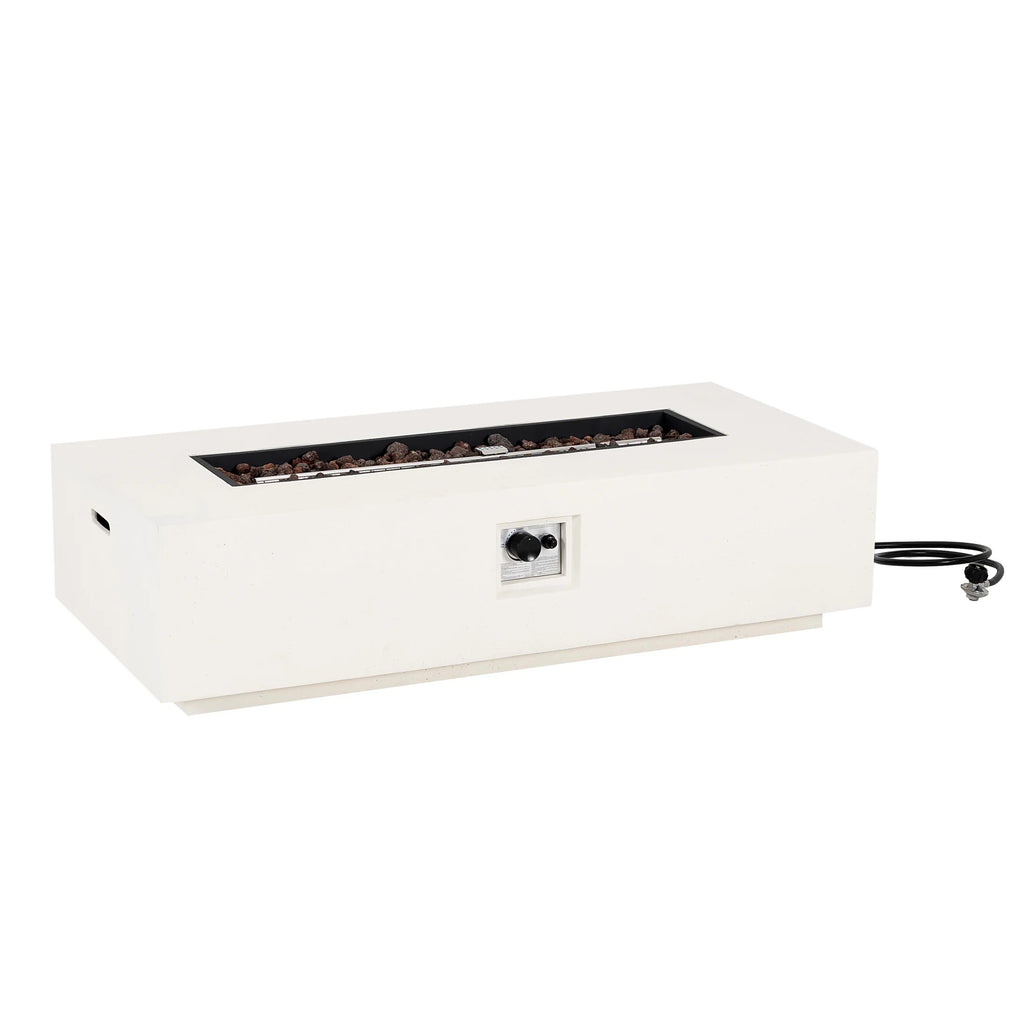 Christopher Knight Home Modern Outdoor 56" Rectangular Propane Fire Pit, 50,000 BTU, White MGO, (No Tank Cover)