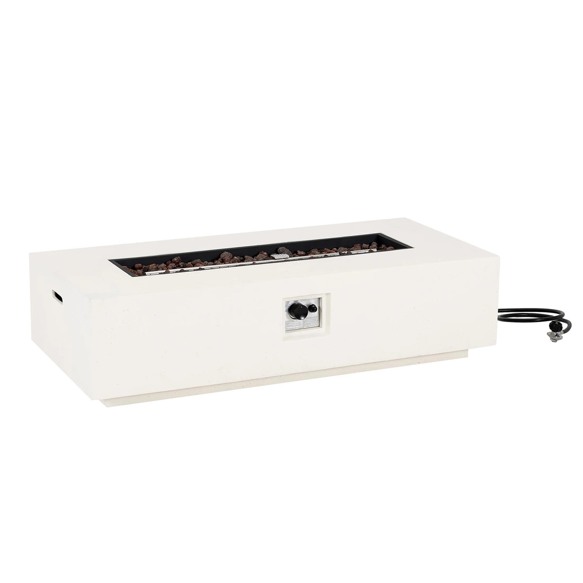 Christopher Knight Home Modern Outdoor 56" Rectangular Propane Fire Pit, 50,000 BTU, White MGO, (No Tank Cover)