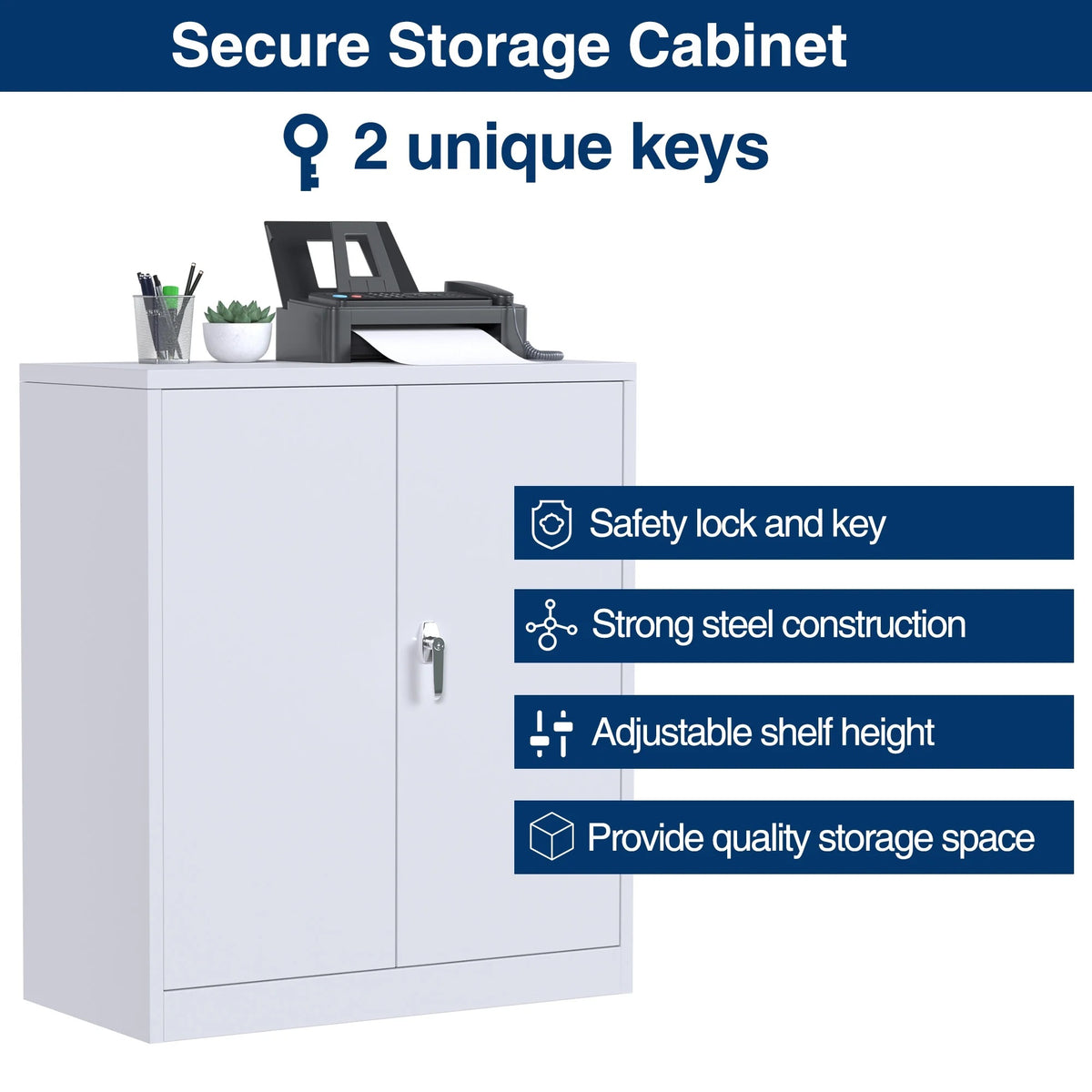 Aobabo Metal Storage Cabinet with Lock & Pegboard,Garage Storage Cabinet with 5 Adjustable Shelves,Tool Storage Cabinets for Home Office Garage,Assembly Required,Black